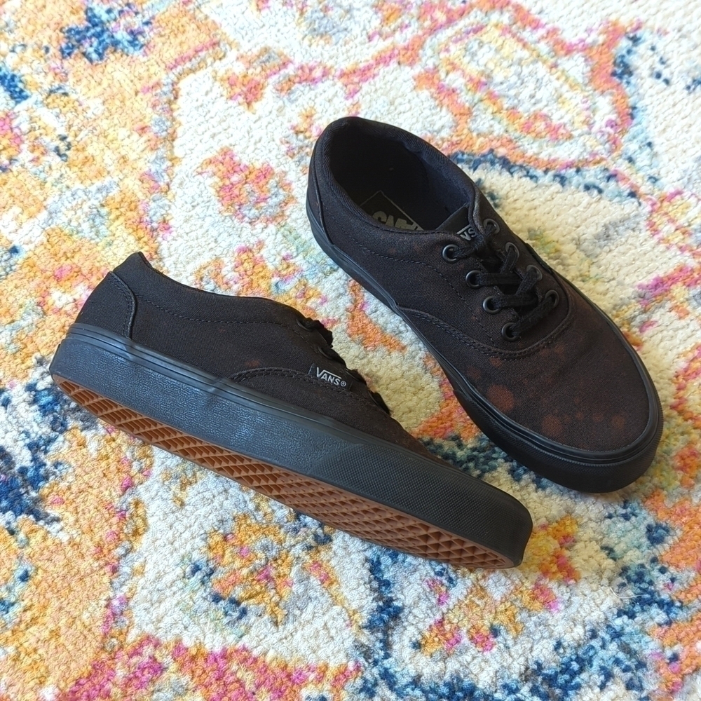 Vans Lo Pro Era Bleach Splattered Grunge Classic Canvas Skate Sneakers Black 6.5 - Picture 2 of 16